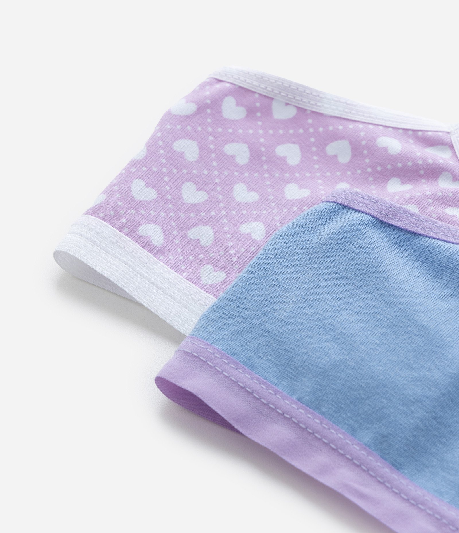 Kit 02 Sutiãs Infantis sem Bojo sem Aro com Corações - Tam 10 a 14 anos Lilás/Azul 3