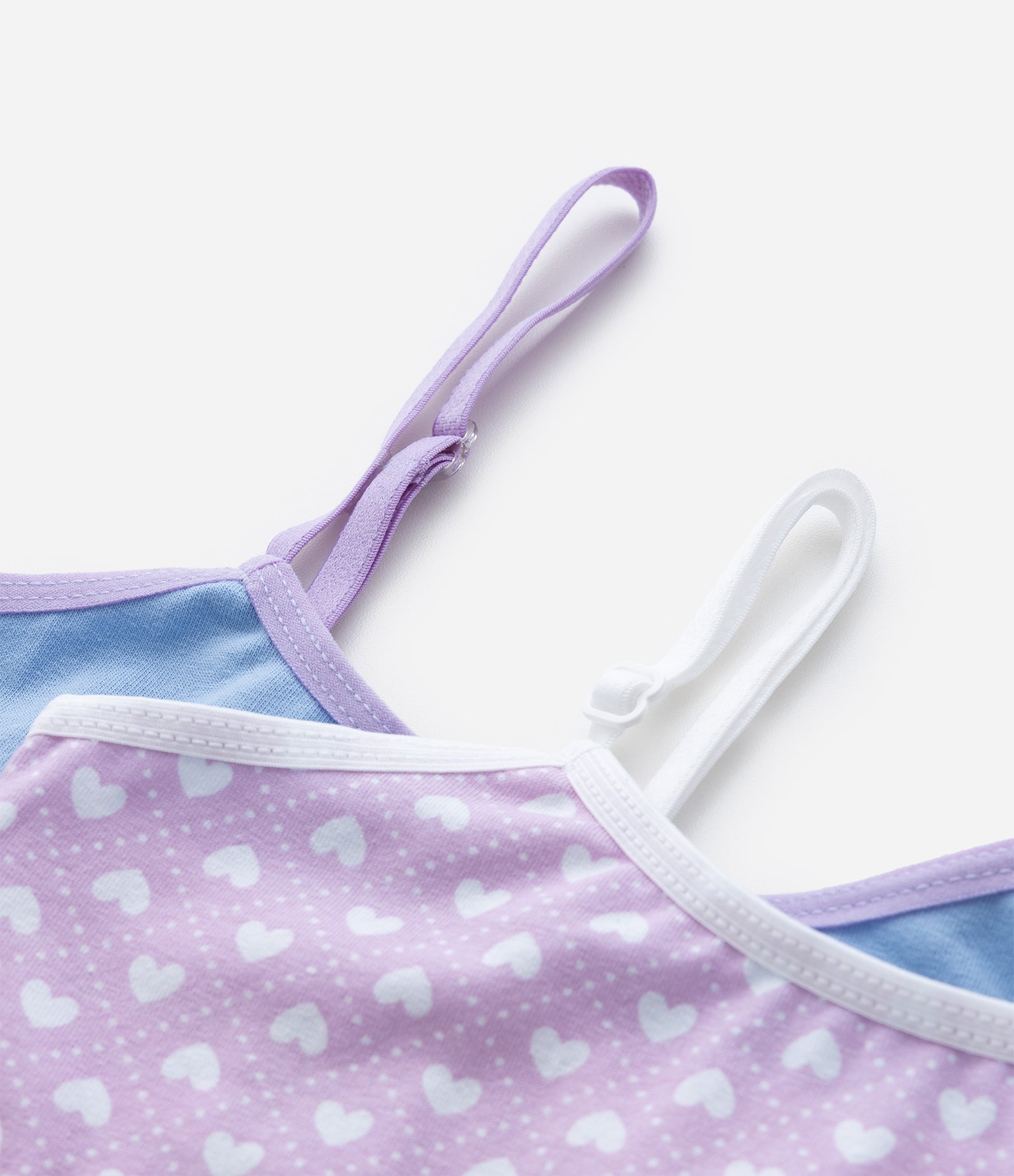 Kit 02 Sutiãs Infantis sem Bojo sem Aro com Corações - Tam 10 a 14 anos Lilás/Azul 4