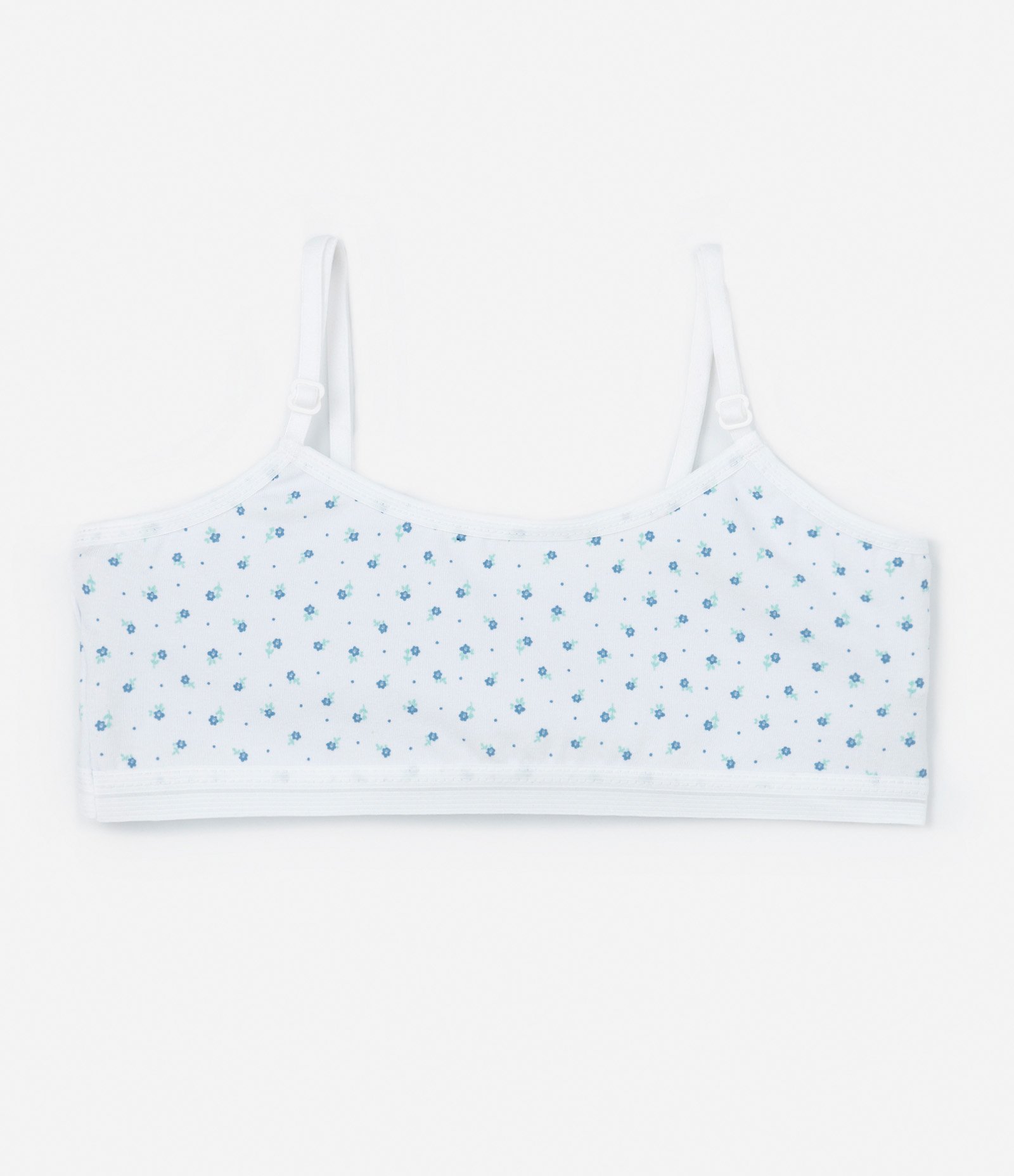 Kit 02 Sutiãs Infantis Sem Bojo Sem Aro com Estampa Floral - Tam 10 a 14 Anos Cinza/Branco 2