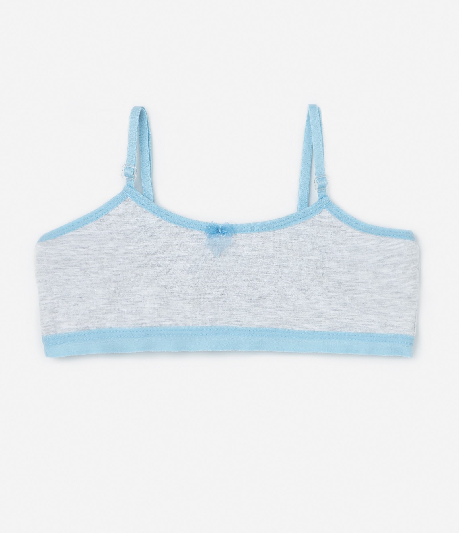 Kit 02 Sutiãs Infantis Sem Bojo Sem Aro com Estampa Floral - Tam 10 a 14 Anos Cinza/Branco 3