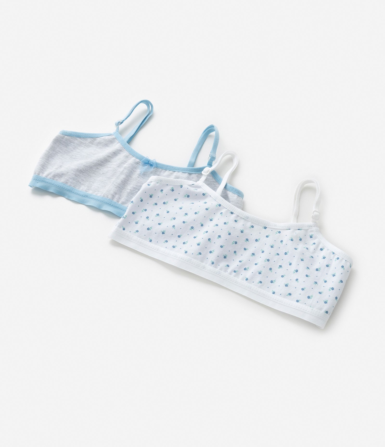 Kit 02 Sutiãs Infantis Sem Bojo Sem Aro com Estampa Floral - Tam 10 a 14 Anos Cinza/Branco 5