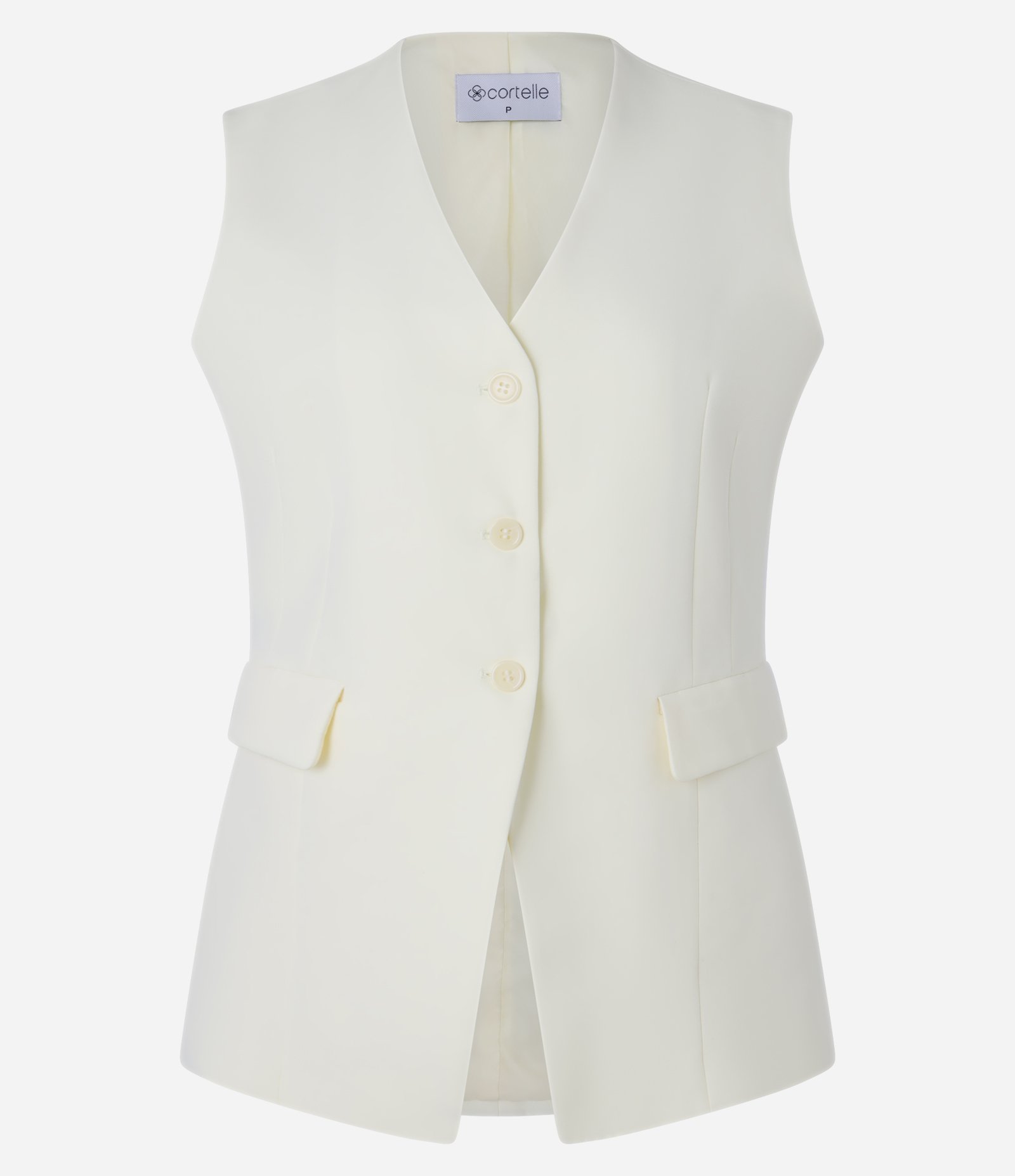 Colete Alfaiataria Alongado com Bolsos Frontais e Detalhe em V na Barra Bege 9