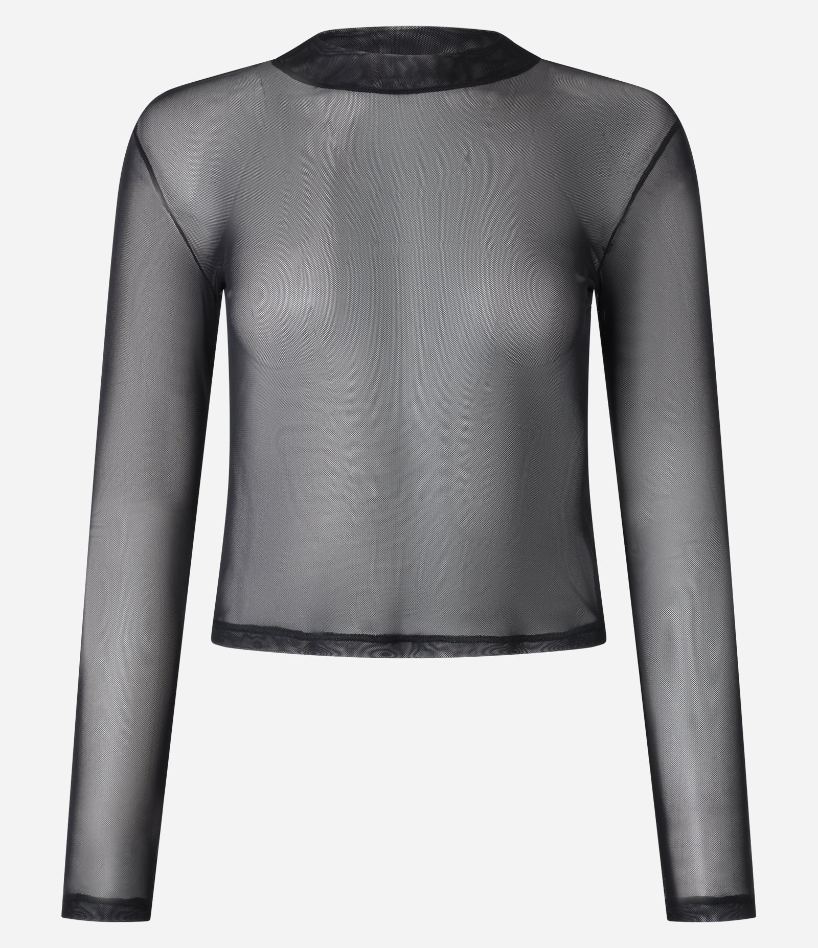 Blusa em Tule Transparente com Golinha Alta Preto 4