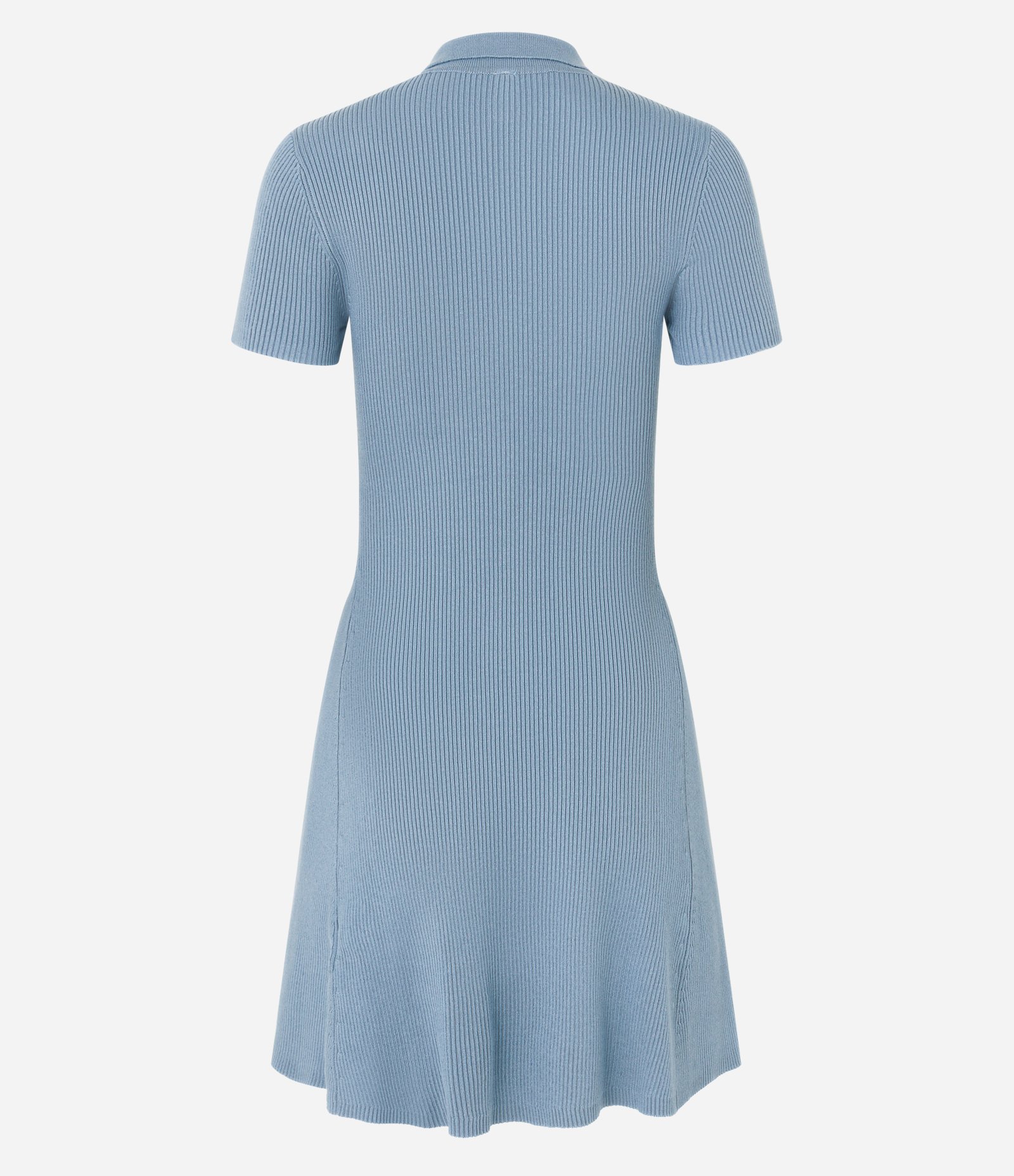 Vestido Evasê em Tricô com Gola Polo Azul 7