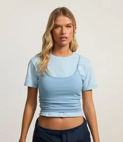 Blusa Cropped em Algodão com Alça Fina