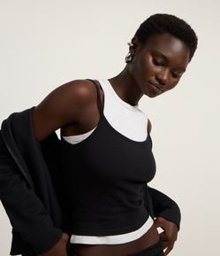 Blusa Cropped em Algodão com Alça Fina