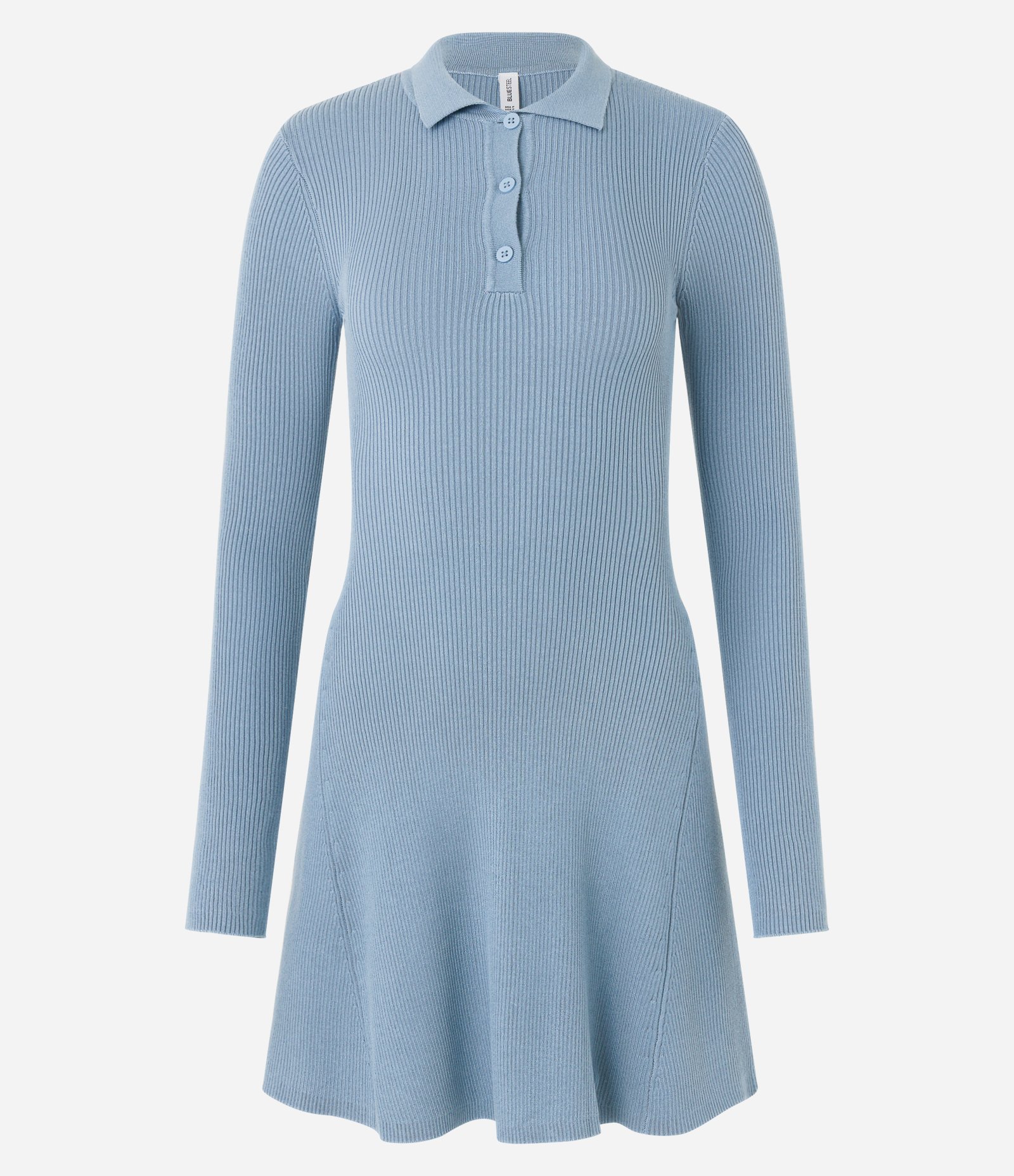 Vestido Evasê Sportcore em Tricô com Gola Polo Azul 5