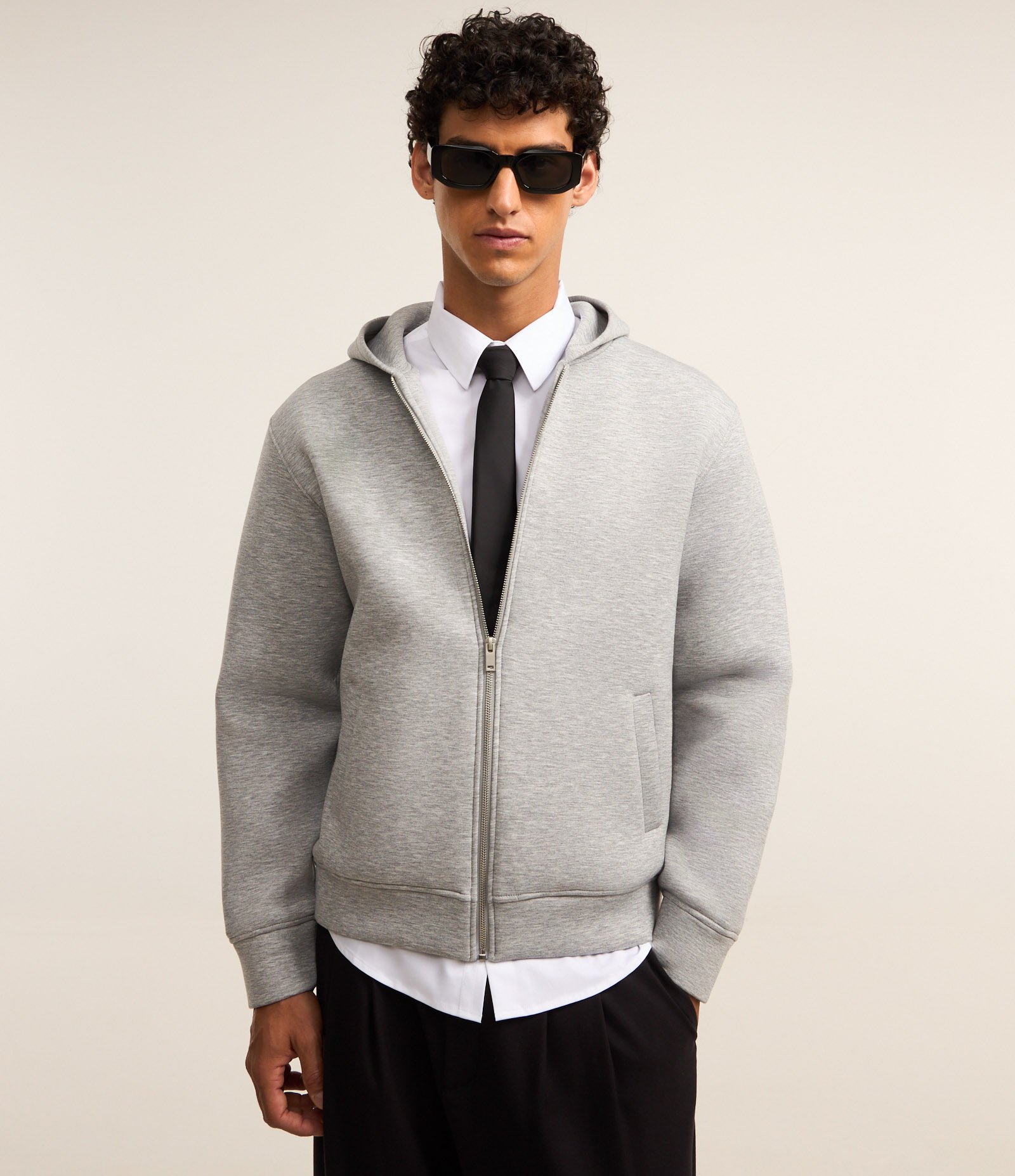 Casaco Bomber Tech com Capuz Cinza 1