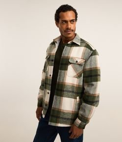 Jaqueta Trucker em Veludo com Estampa Xadrez