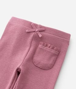 Calça Infantil em Ribana com Detalhes em Renda - Tam 0 a 18 meses