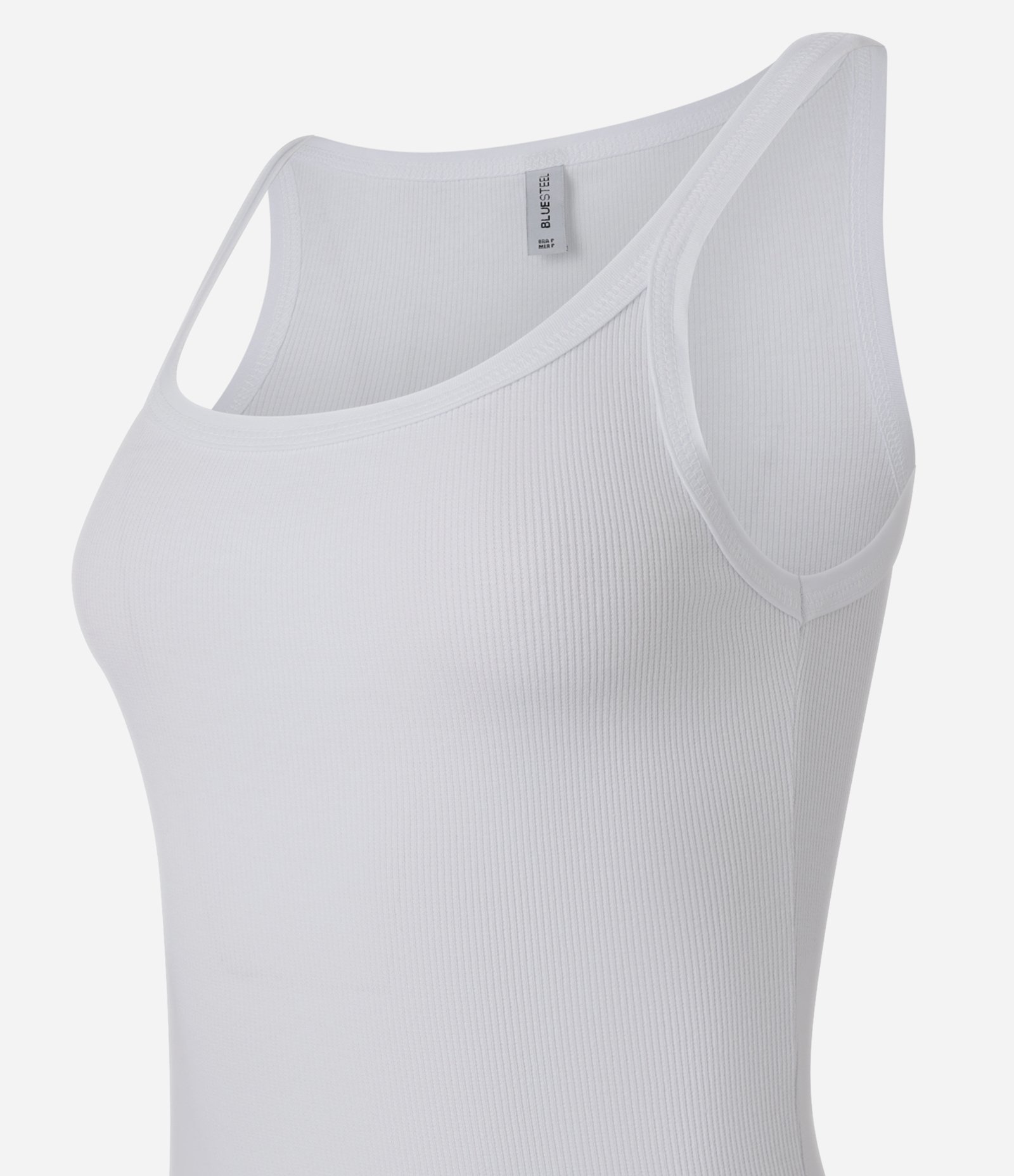 Blusa sem Manga em Ribana com Decote Halter Branco 6