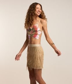 Top em Tricoline com Flor de Paetês e Amarração