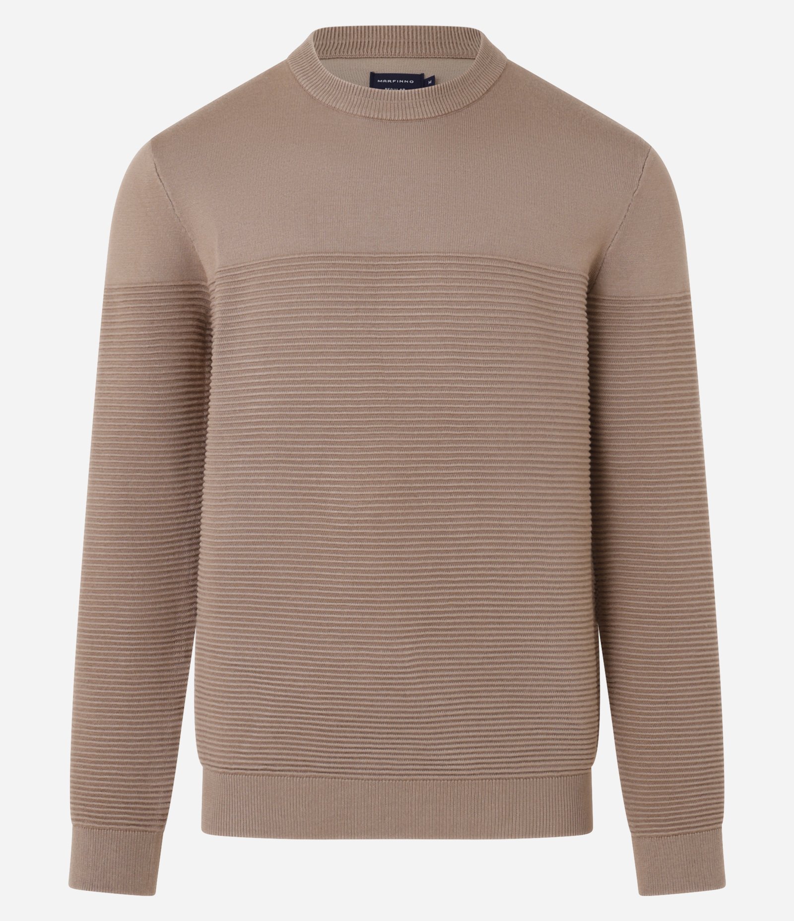 Suéter em Tricô com Textura em Nervuras Marrom  Claro 1