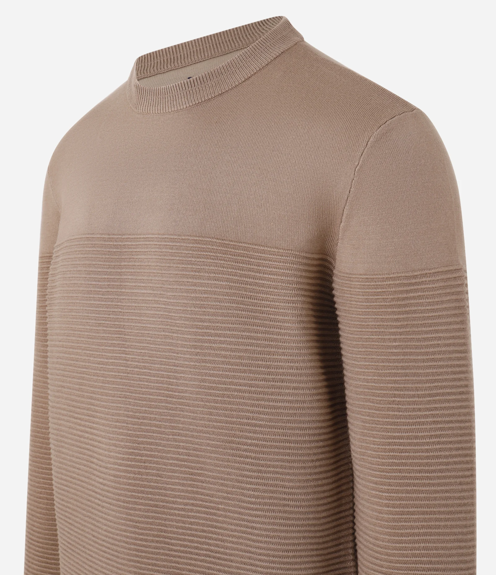 Suéter em Tricô com Textura em Nervuras Marrom  Claro 2