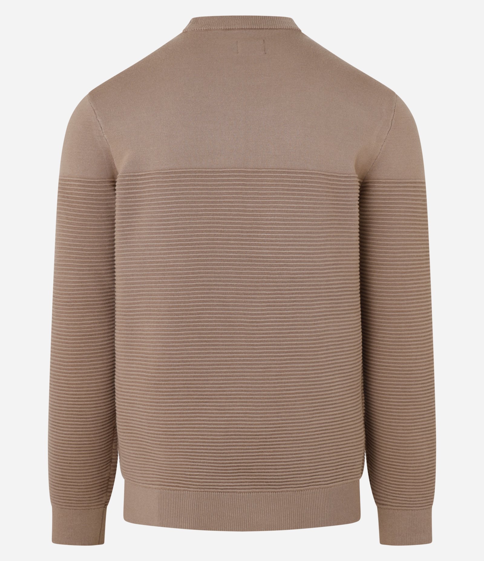 Suéter em Tricô com Textura em Nervuras Marrom  Claro 3