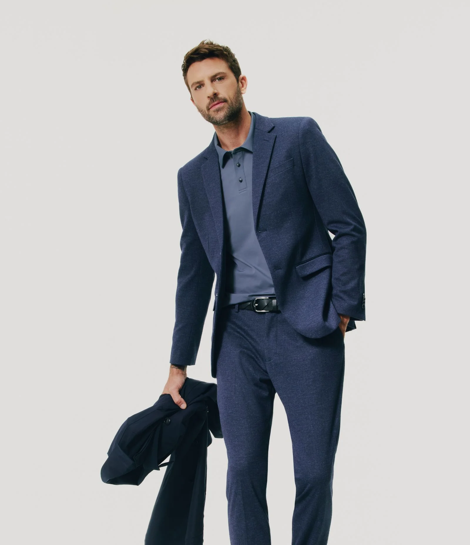 Calça Social Básica em Tricoline com Passantes e Bolsos Azul Marinho 1