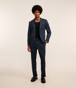 Calça Social Básica em Tricoline com Passantes e Bolsos