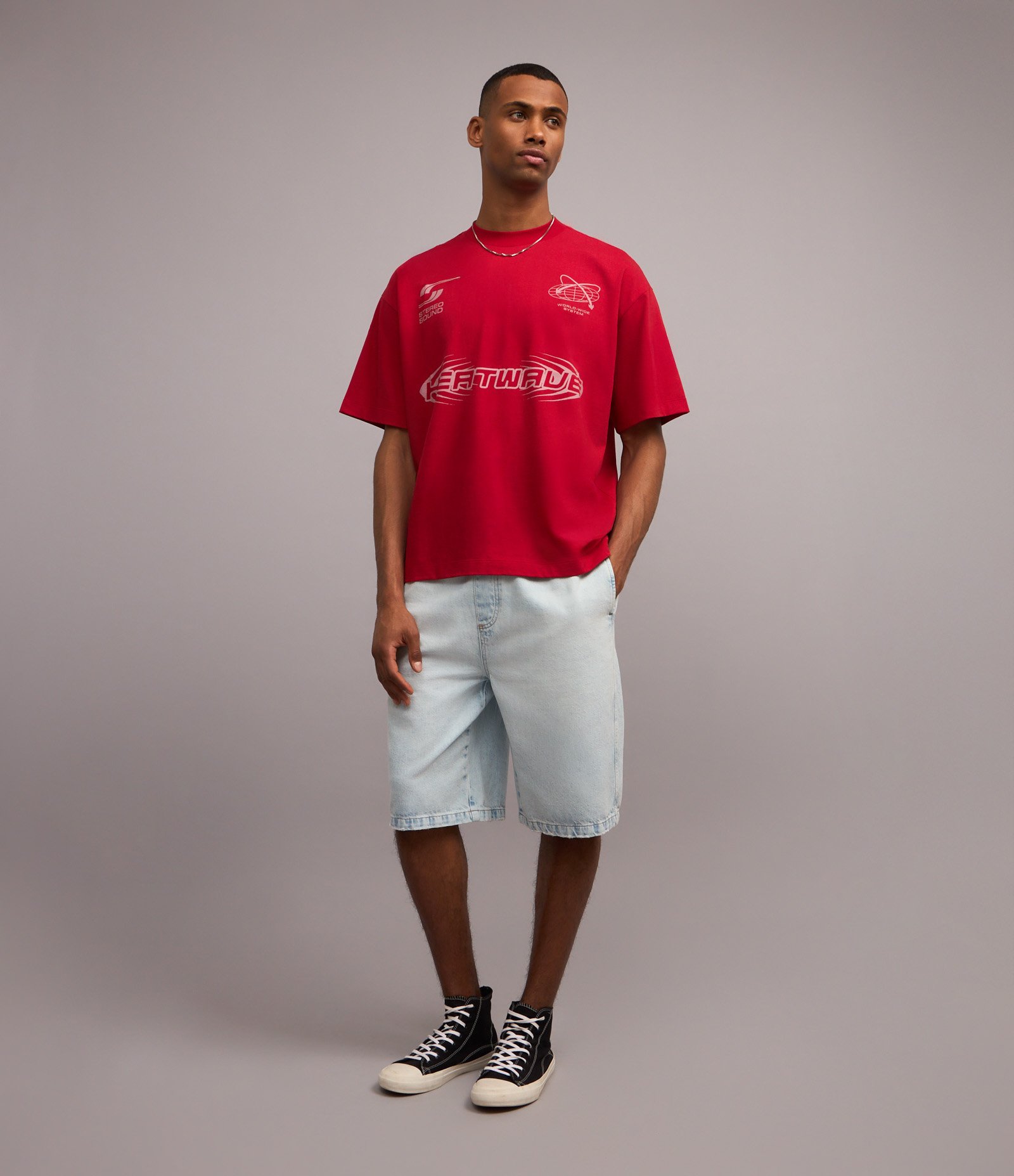 Bermuda Baggy em Jeans com Cós Elástico Azul 1