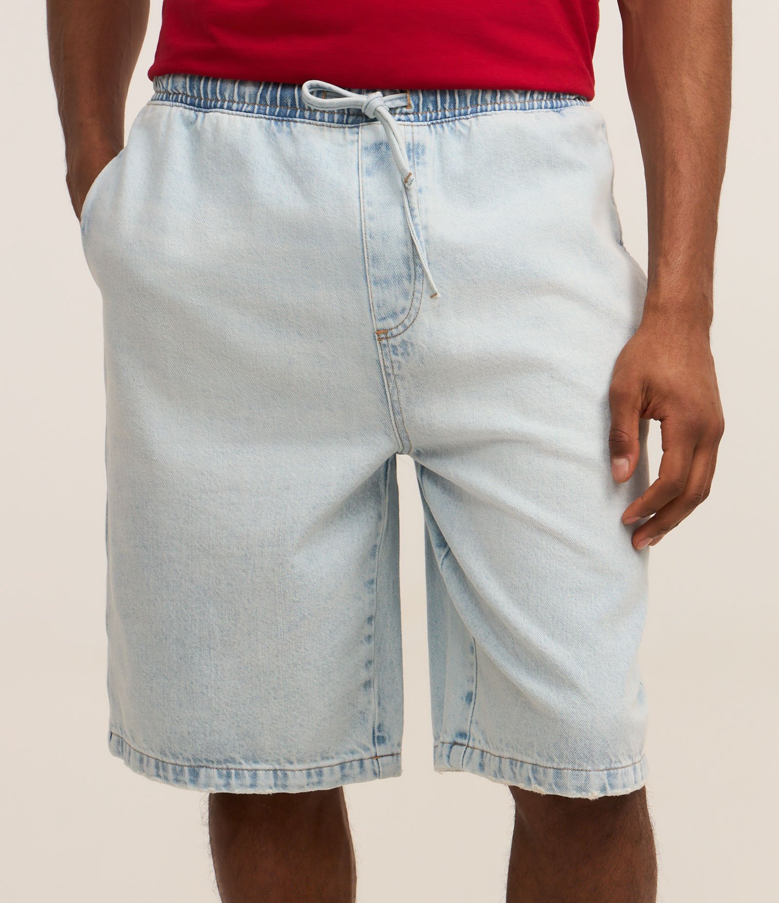 Bermuda Baggy em Jeans com Cós Elástico Azul 2