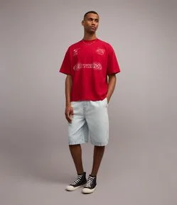 Bermuda Baggy em Jeans com Cós Elástico