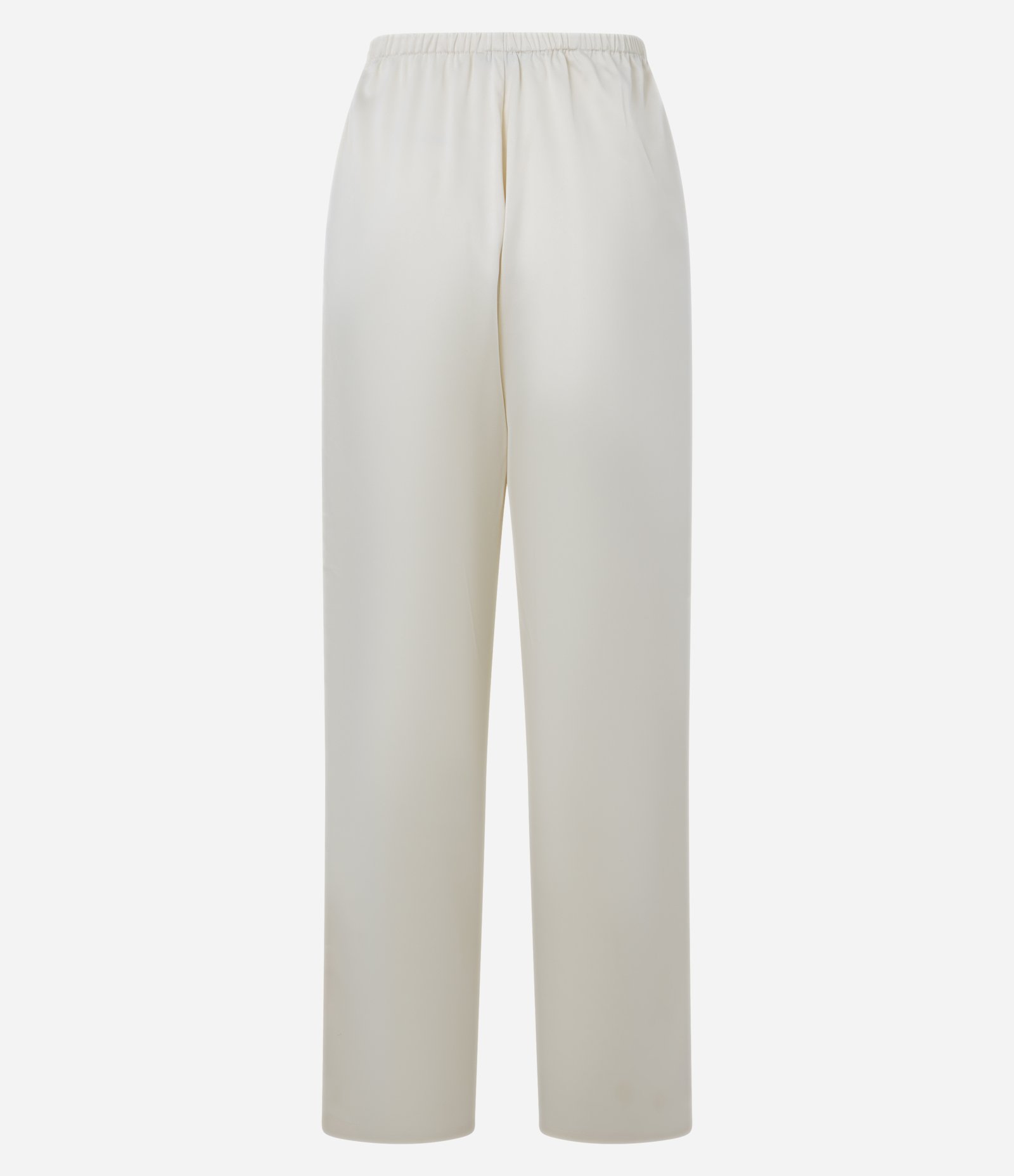 Calça Wide Leg Acetinada com Cós de Elástico Bege Creme 7