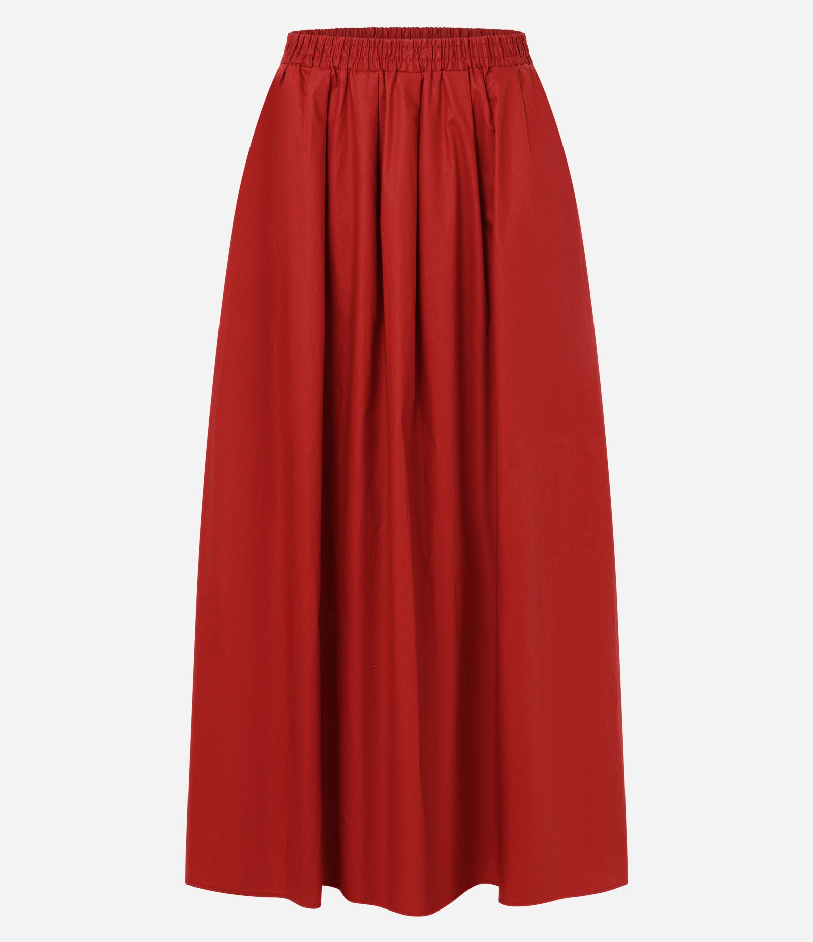 Saia Midi em Tricoline com Cós Elástico Vermelho 5