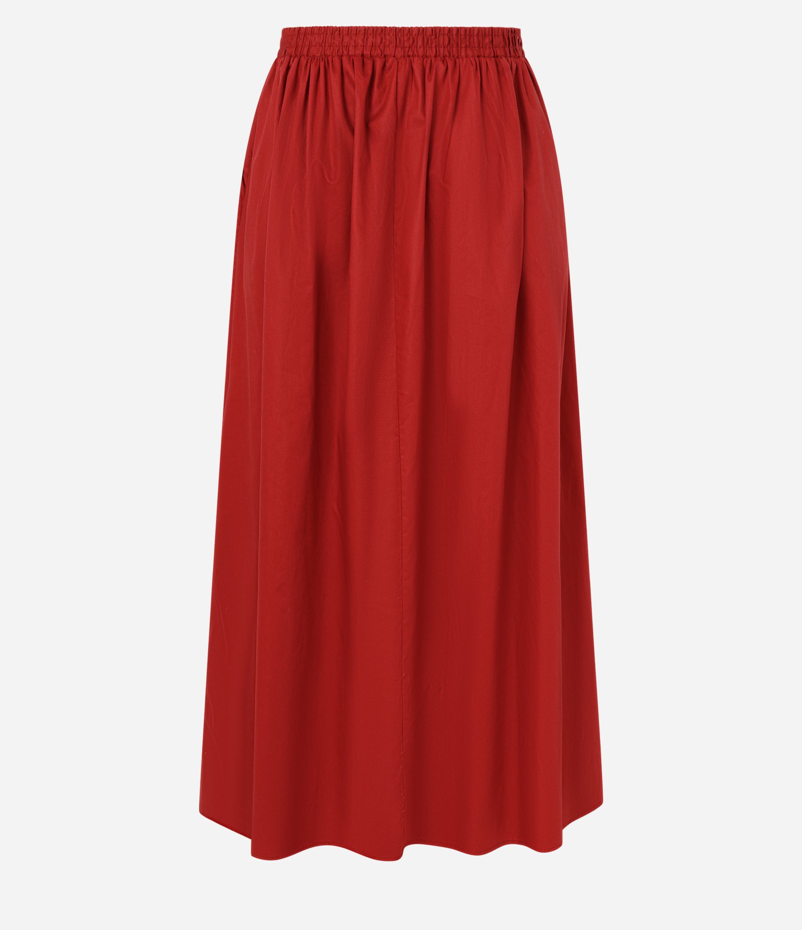 Saia Midi em Tricoline com Cós Elástico Vermelho 6