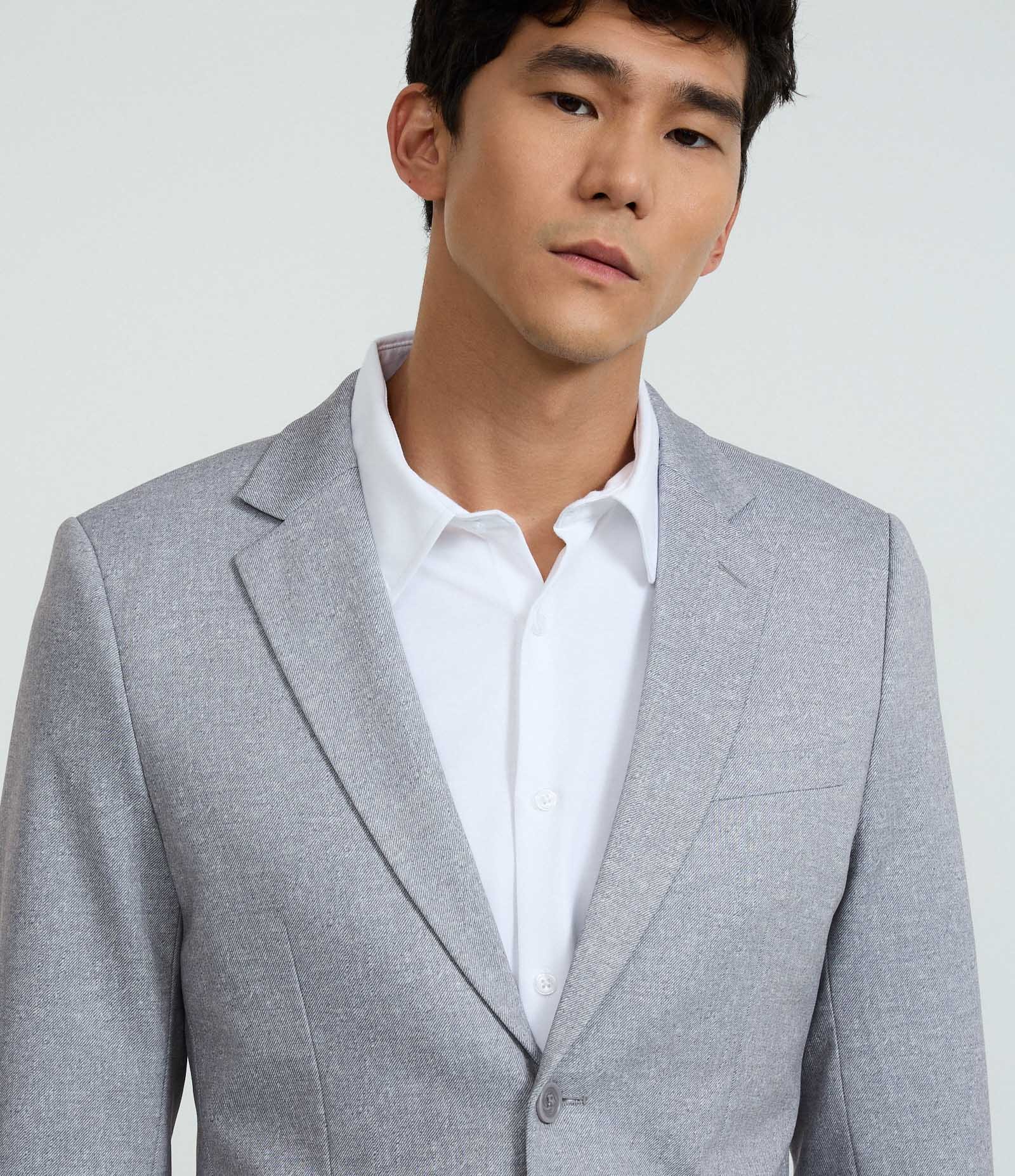 Paletó Alfaiatado em Viscose com Elastano Cinza 4