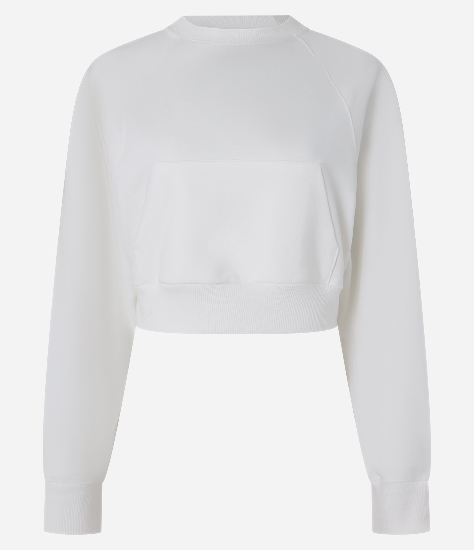 Blusão Cropped em Moletom com Bolsos Branco 4