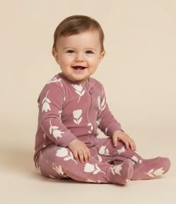 Macacão Infantil com Estampa Tulipa Fullprint – Tam RN a 24 Meses