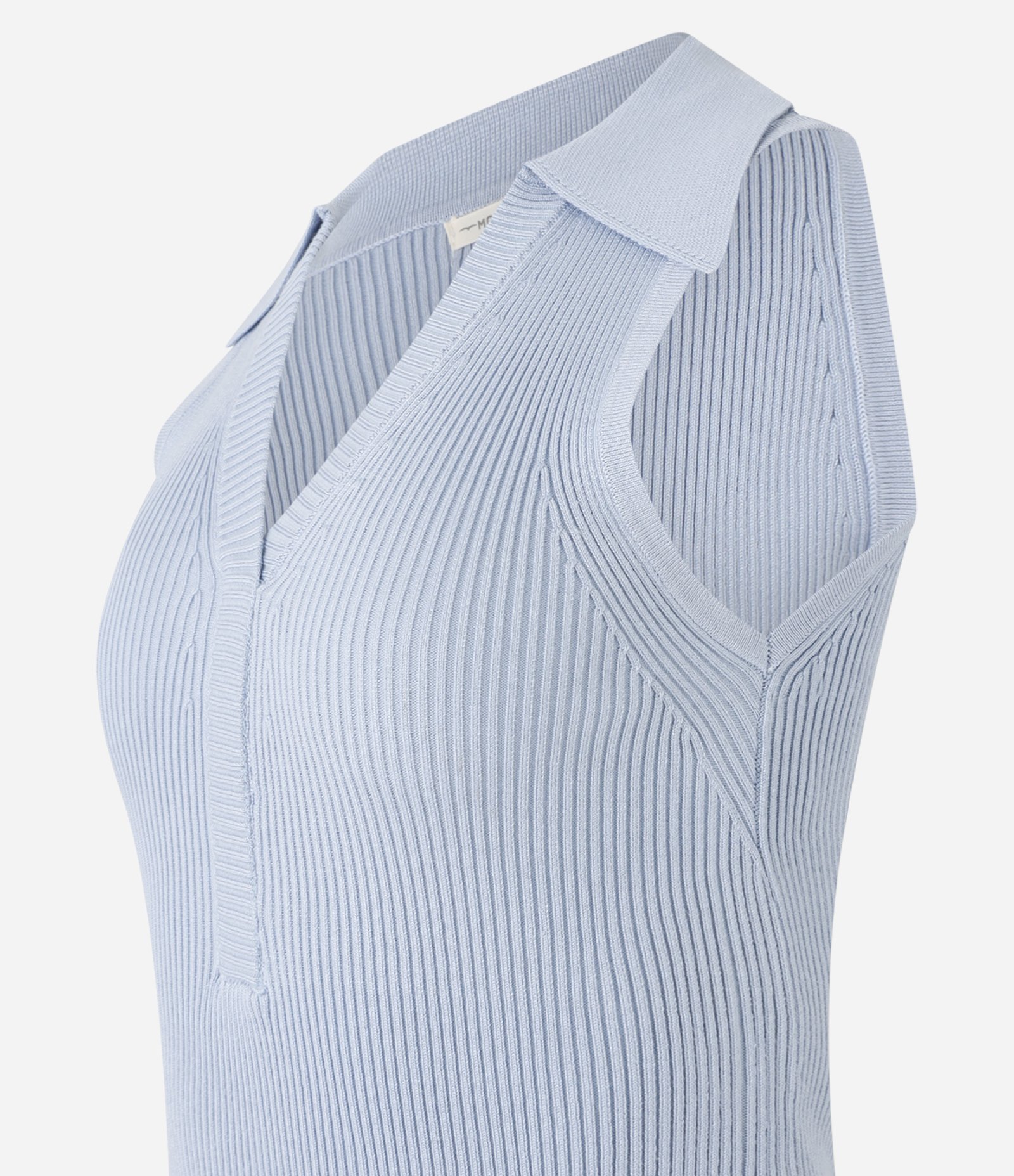 Blusa em Tricô Canelado com Gola Polo Azul 6