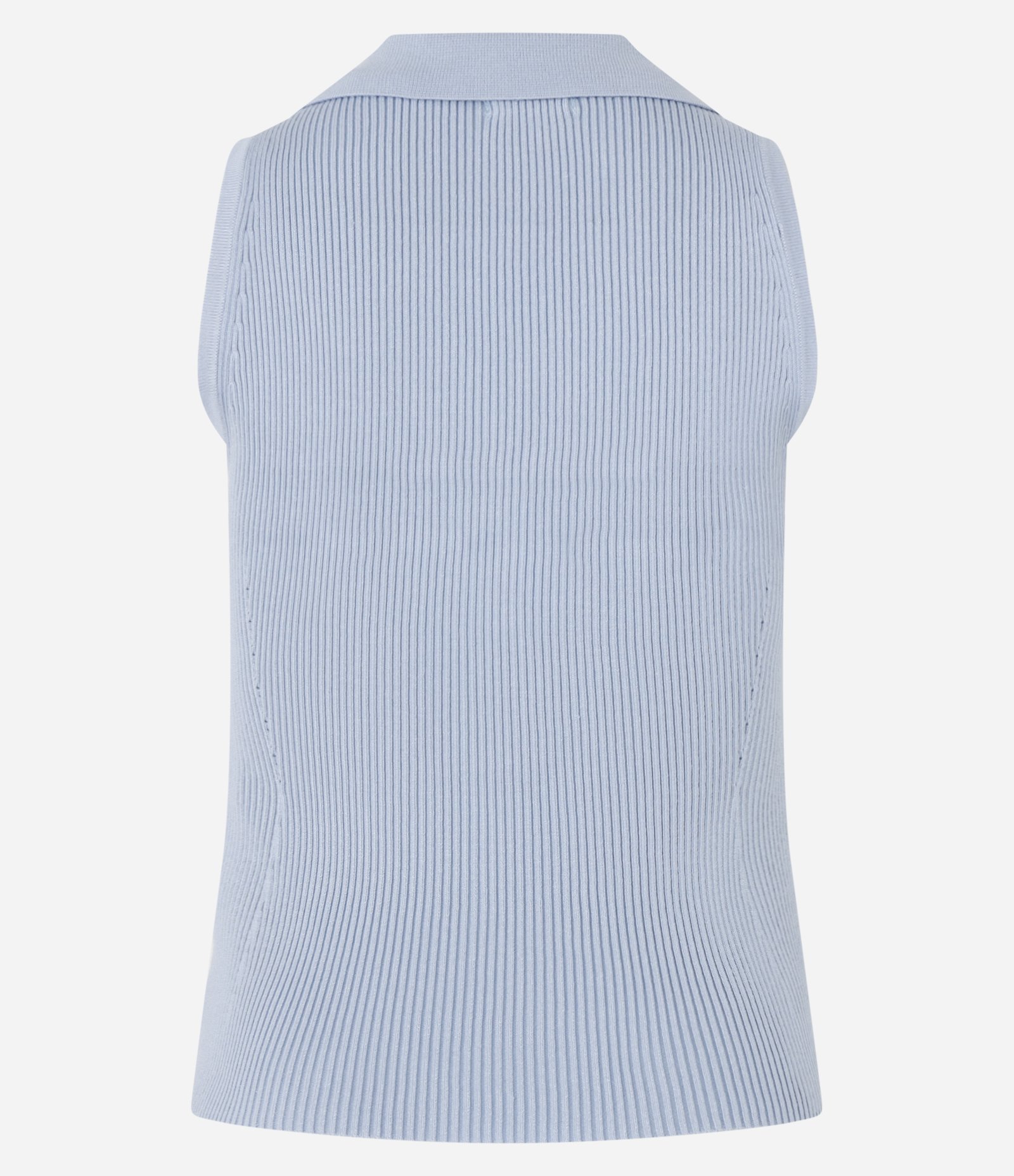 Blusa em Tricô Canelado com Gola Polo Azul 7