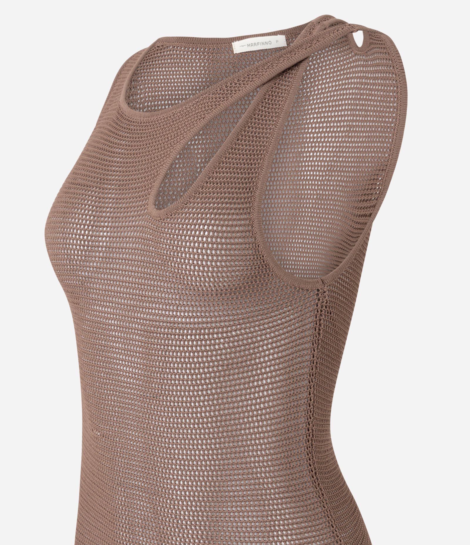 Blusa em Tricô com Vazado e Detalhe na Alça Marrom 6