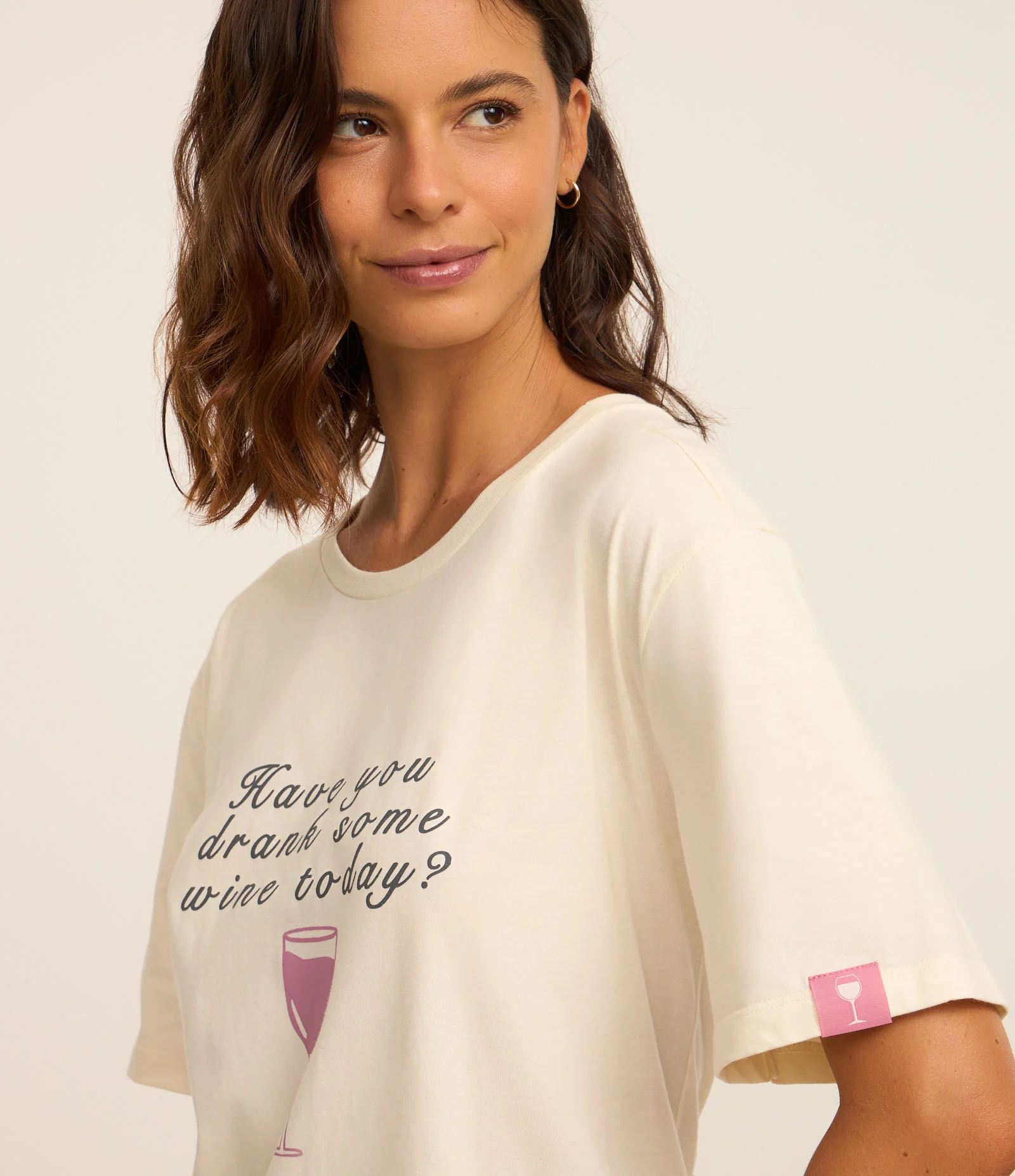 Camisola em Algodão com Estampa Wine Today Off White 1