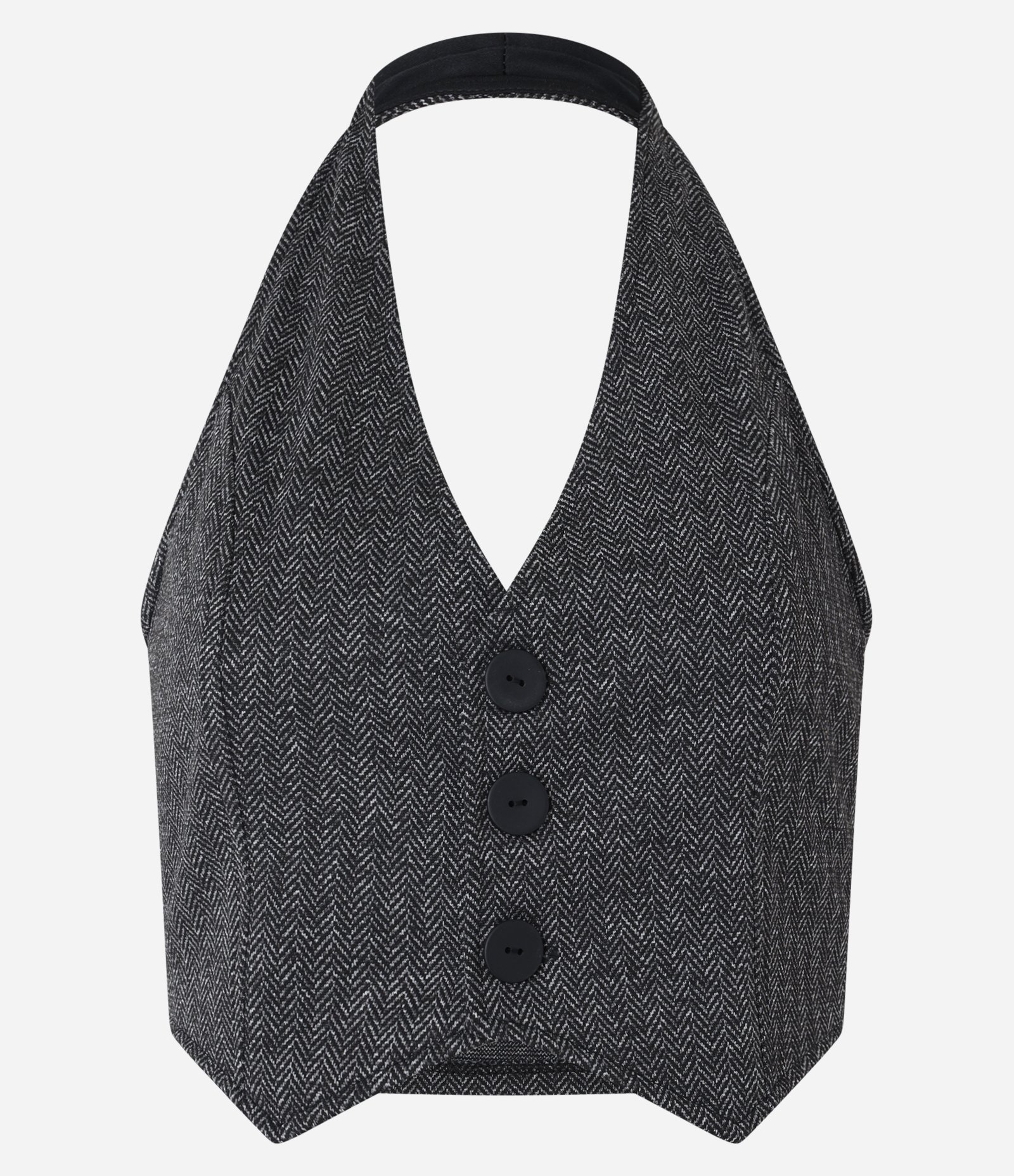 Colete Jacquard Frente Única com Botões Preto 5