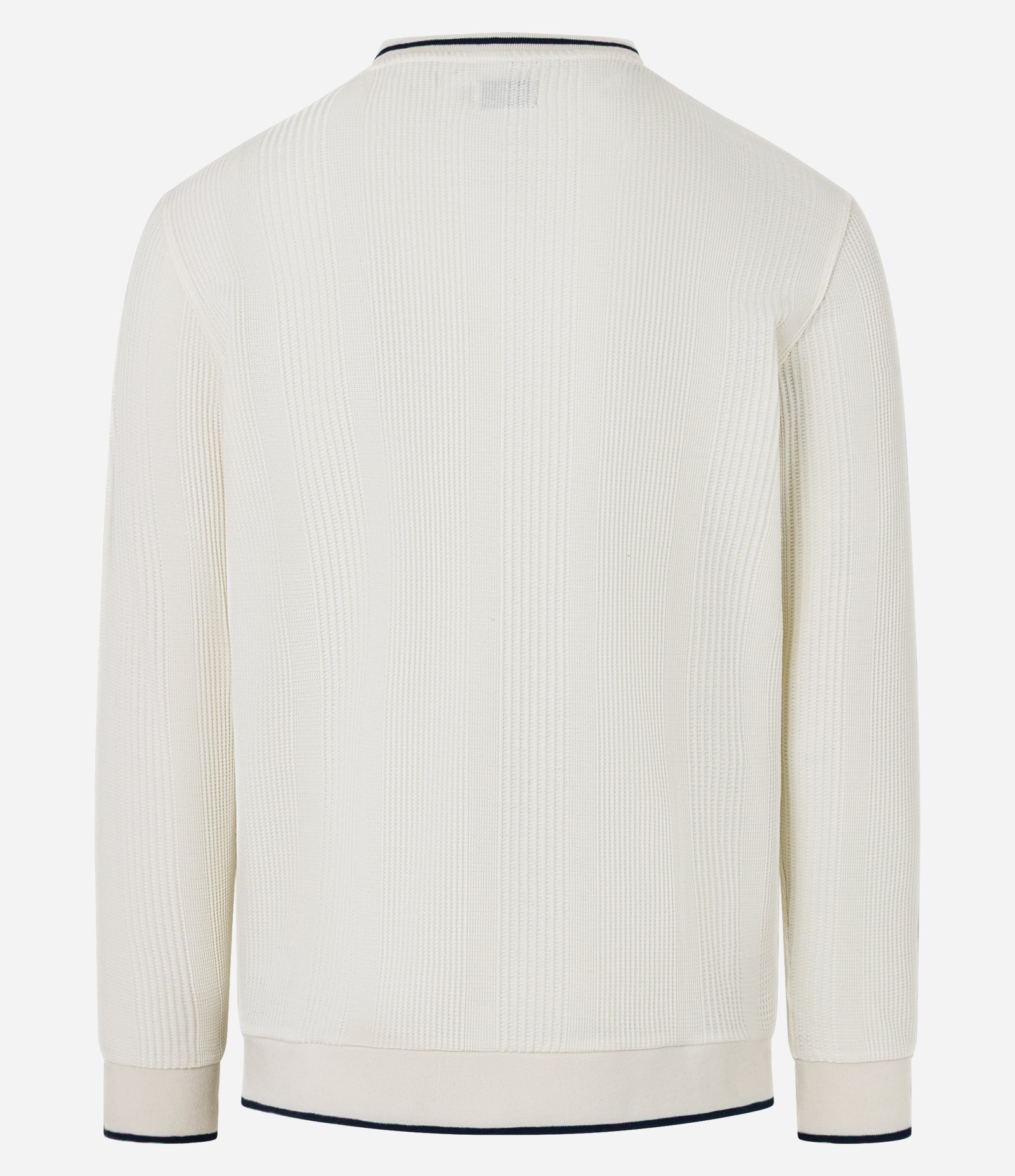 Camiseta Regular com Textura Vertical e Gola Contrastante Off White 3
