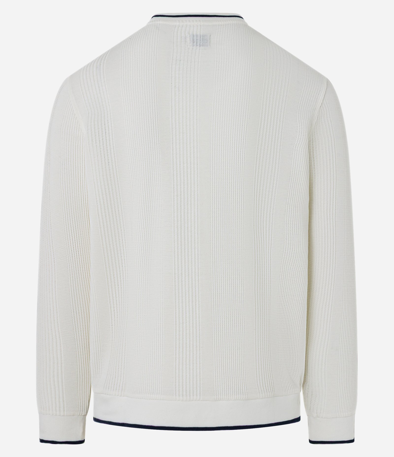 Camiseta Regular com Textura Vertical e Gola Contrastante Off White 8