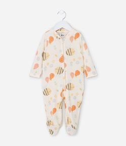 Macacão Infantil com Estampa de Abelhinhas - Tam RN a 18 meses