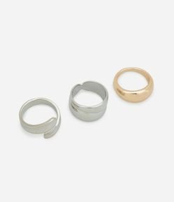 Kit 03 Anéis em Metal Redondos Sortidos