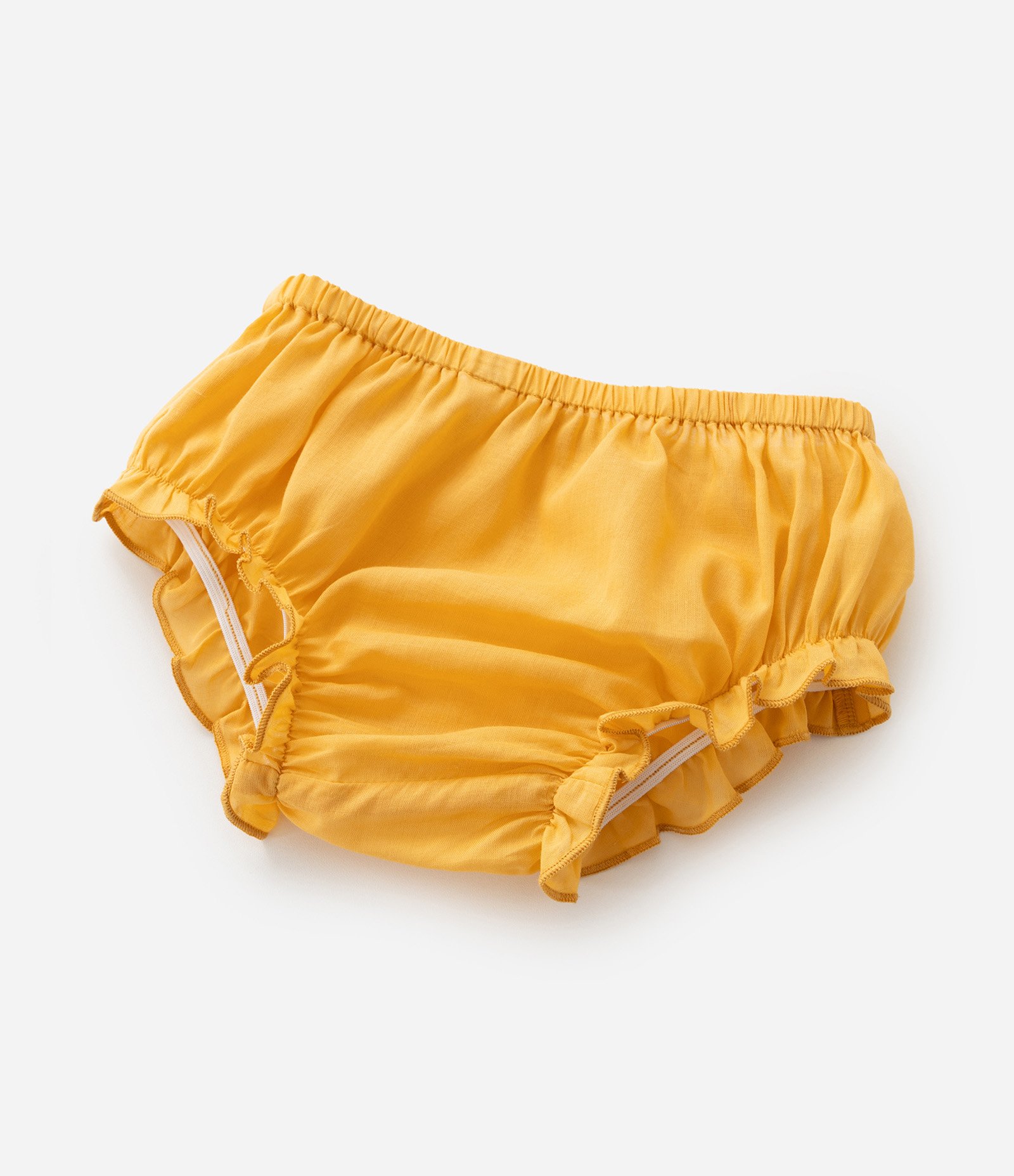 Vestido Infantil em Tricoline Texturizado com Babados - Tam 3 a 18 meses Amarelo 9