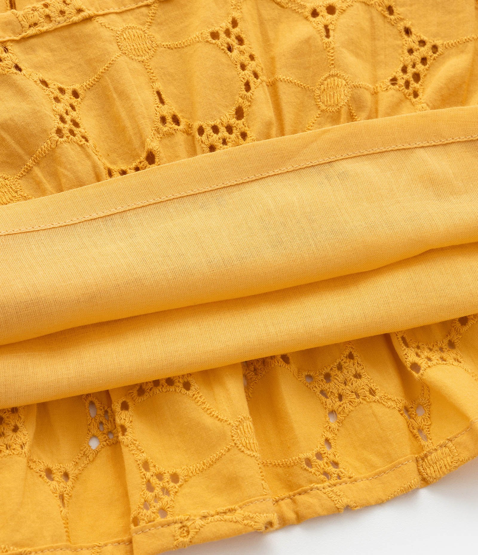 Vestido Infantil em Tricoline Texturizado com Babados - Tam 3 a 18 meses Amarelo 4