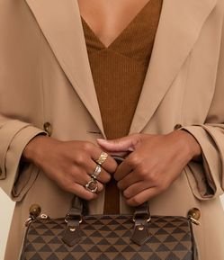 Kit 03 Anéis com Formatos Orgânicos em Metal