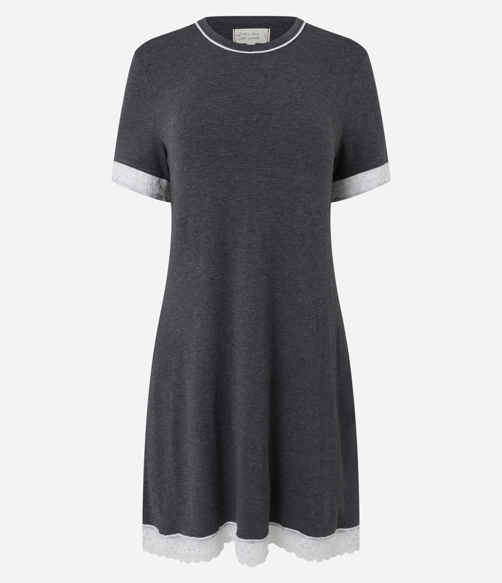 Camisola Manga Curta em Viscose com Detalhe Contrastante Cinza 3