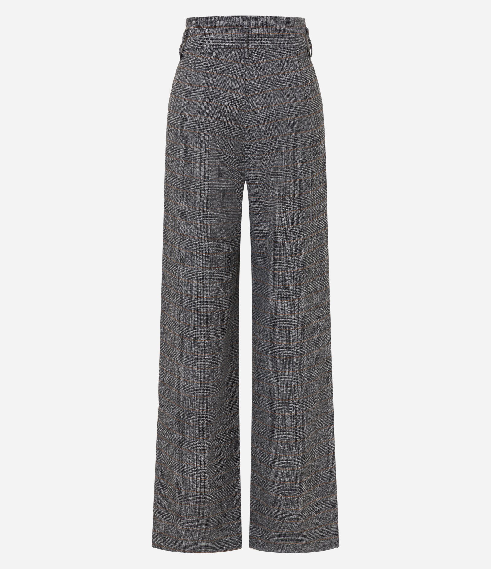 Calça Reta em Alfaiataria Xadrez com Cós Alto e Meio Cinto Cinza 2