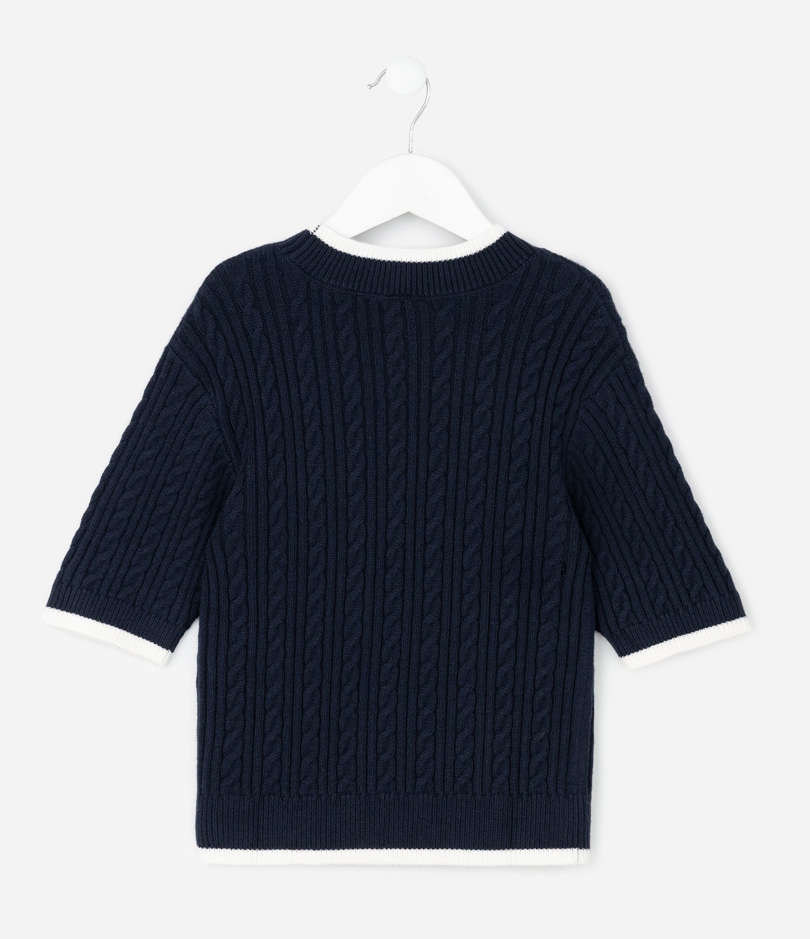 Blusa em Tricô com Estampa de Ursinho Azul Marinho 7