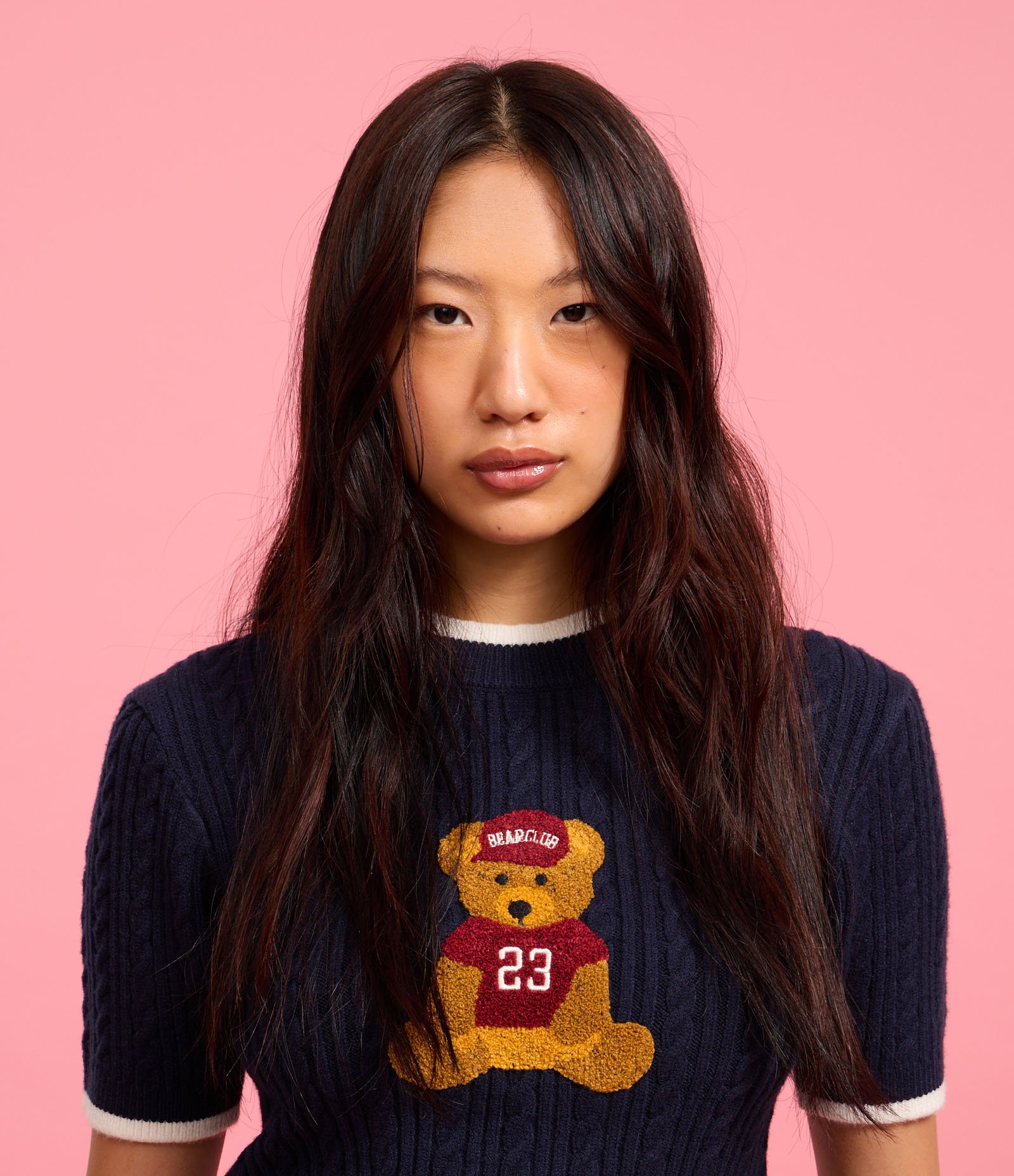 Blusa em Tricô com Estampa de Ursinho Azul Marinho 4