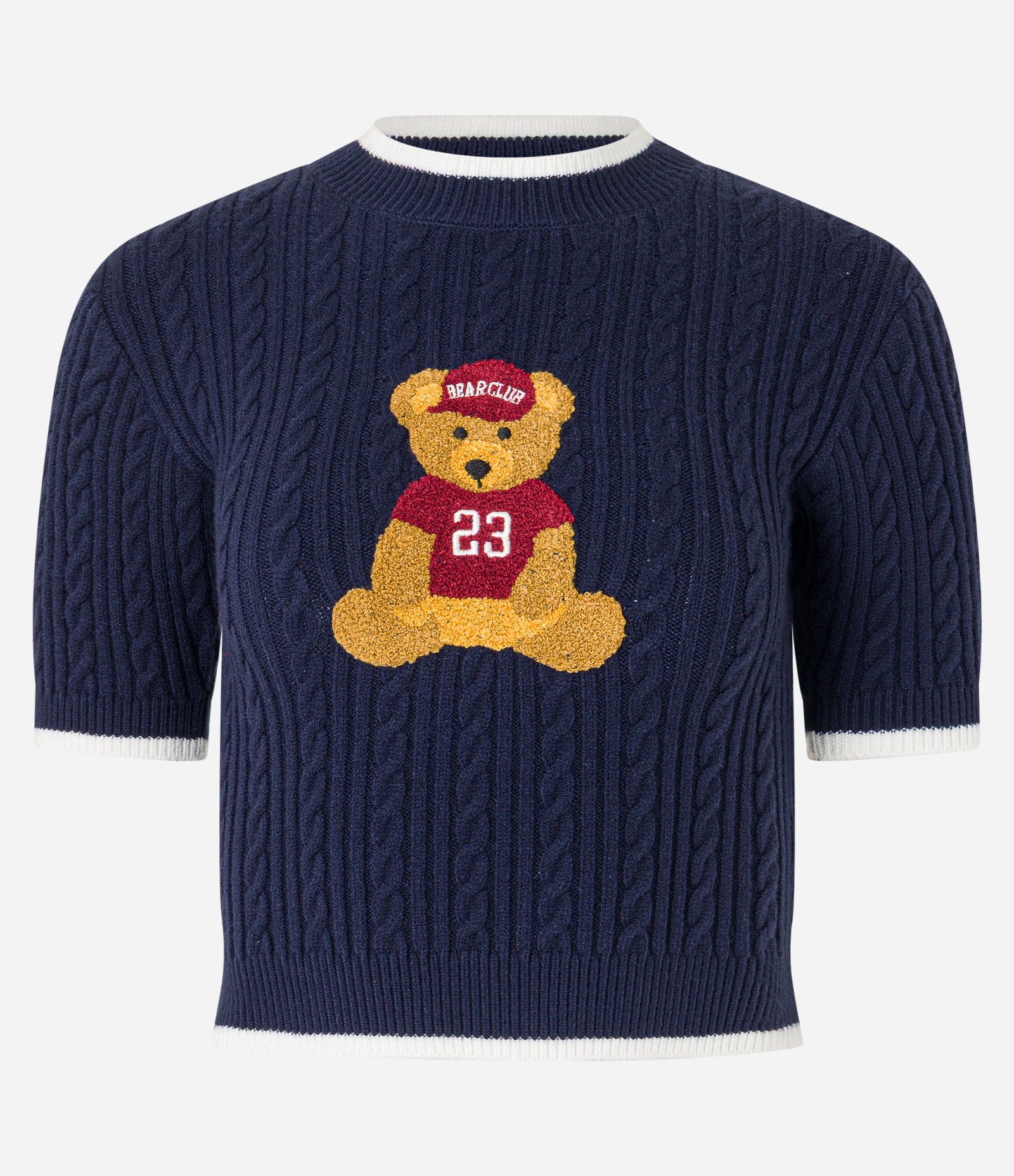 Blusa em Tricô com Estampa de Ursinho Azul Marinho 5