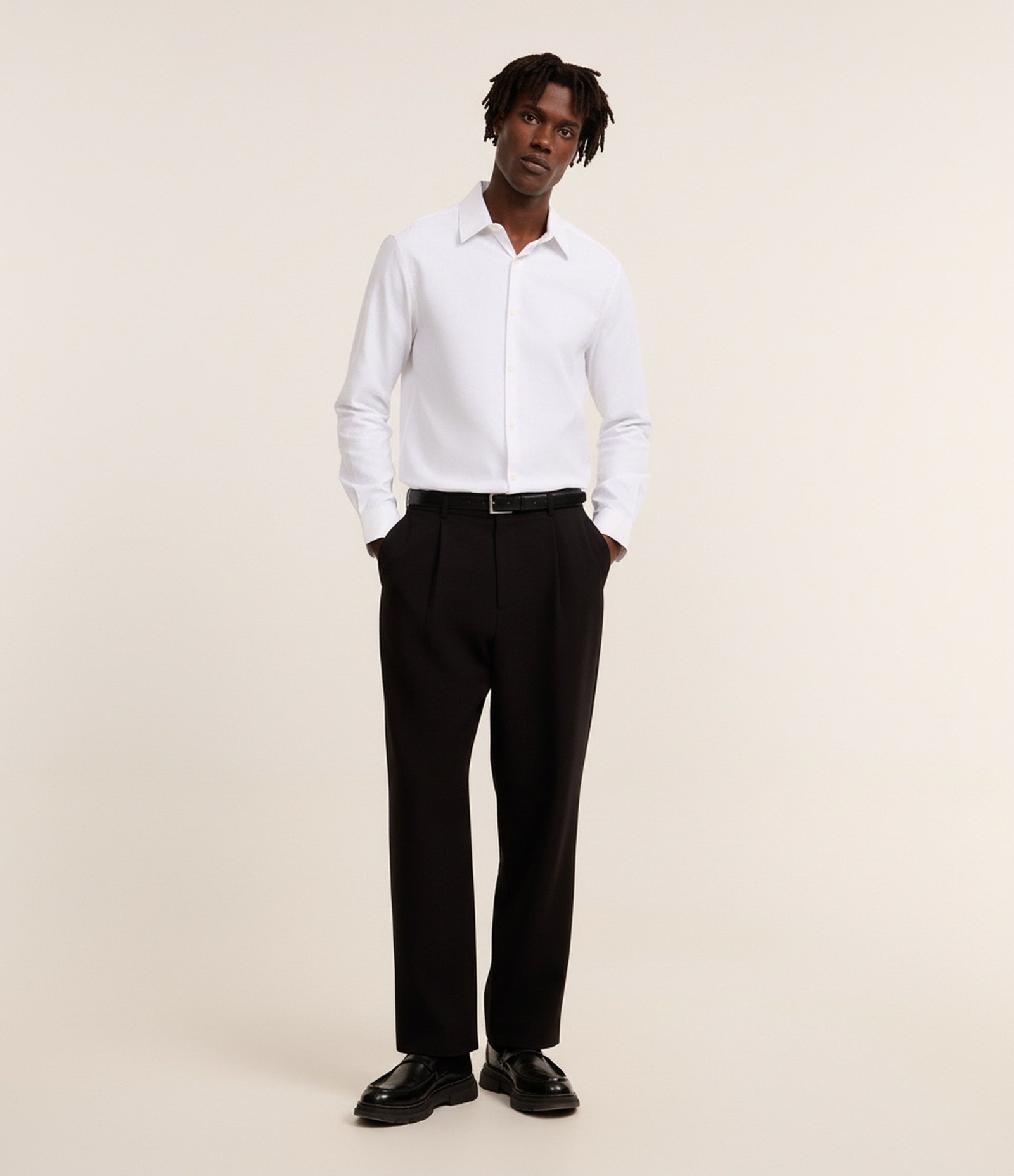 Camisa Regular com Textura Canelada Branco 1