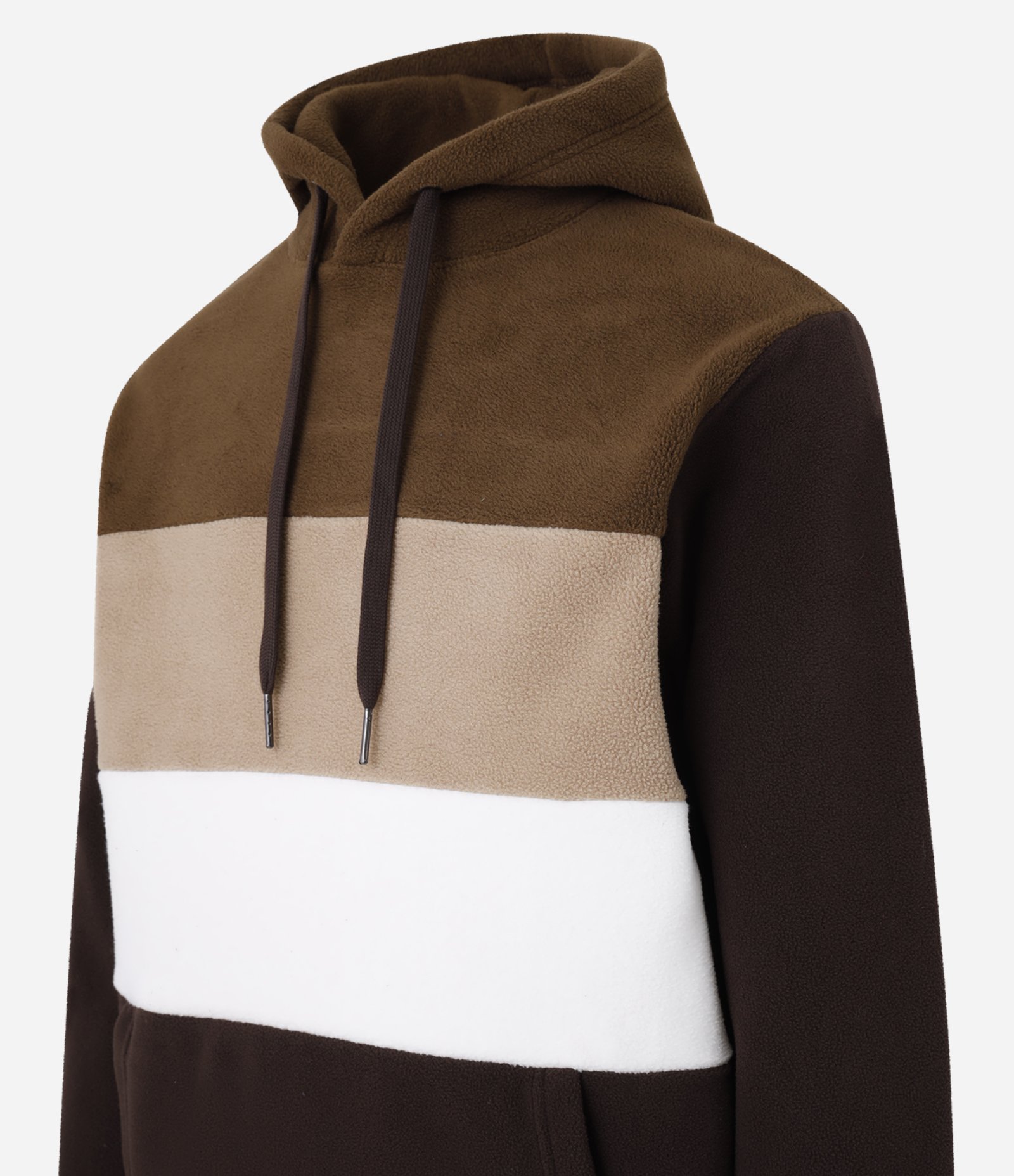 Casaco Fechado em Fleece com Bloco De Cores Marrom 7