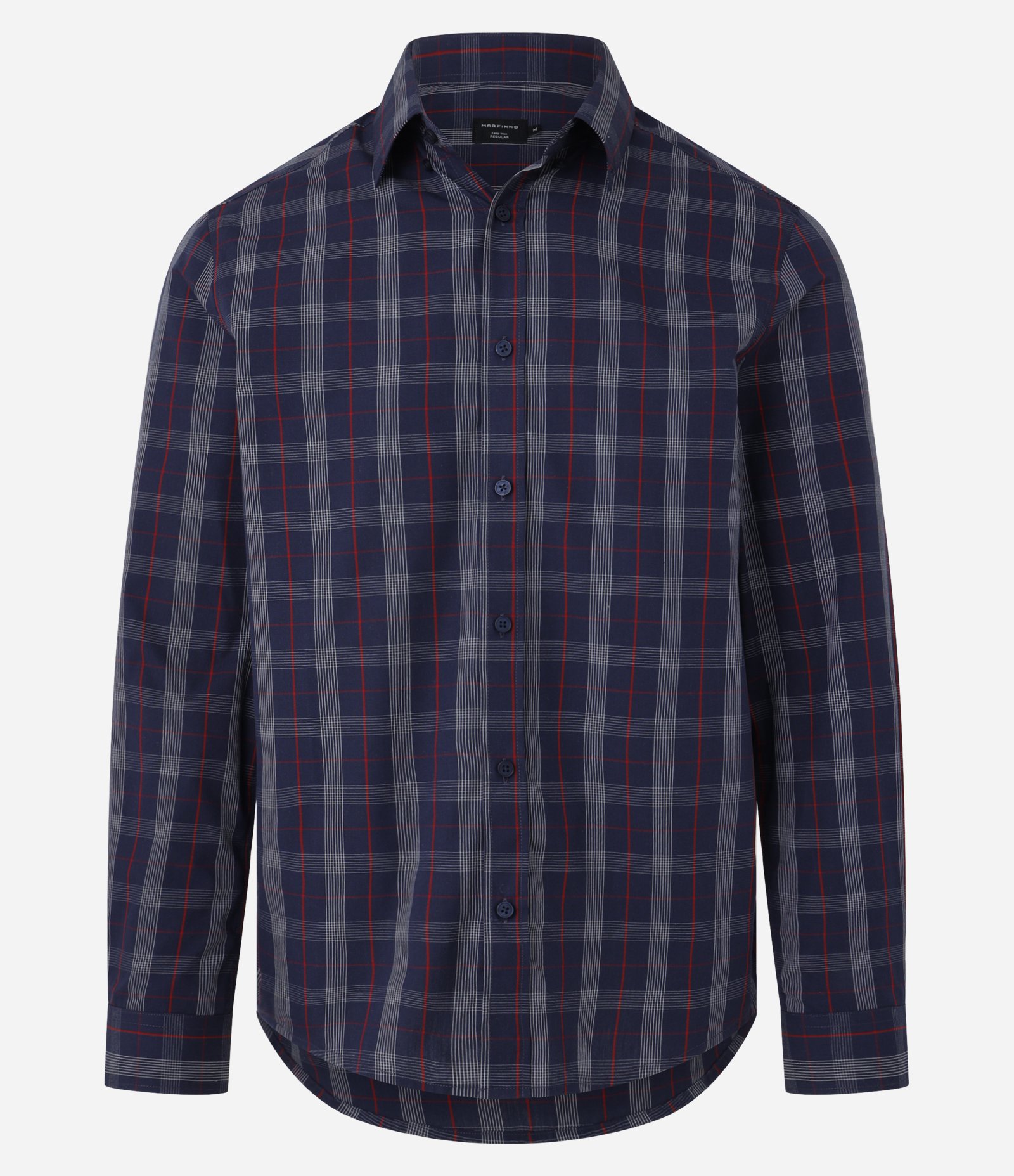 Camisa em Tricoline com Estampa Xadrez Azul 6